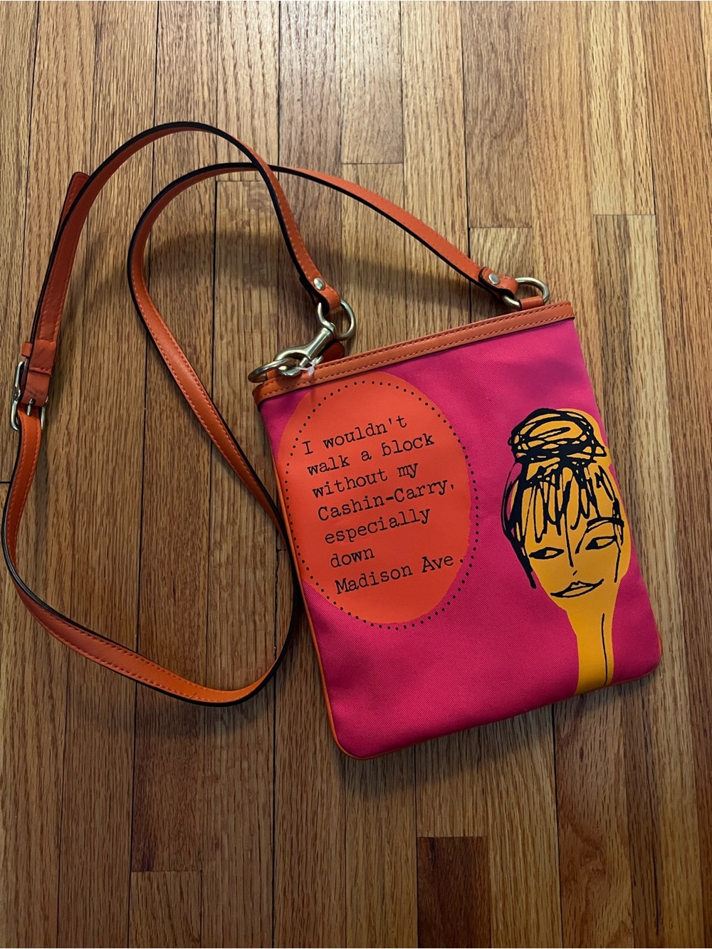 Coach Bonnie Cashin Carry crossbody bag in bright fuchsia and orange canvas